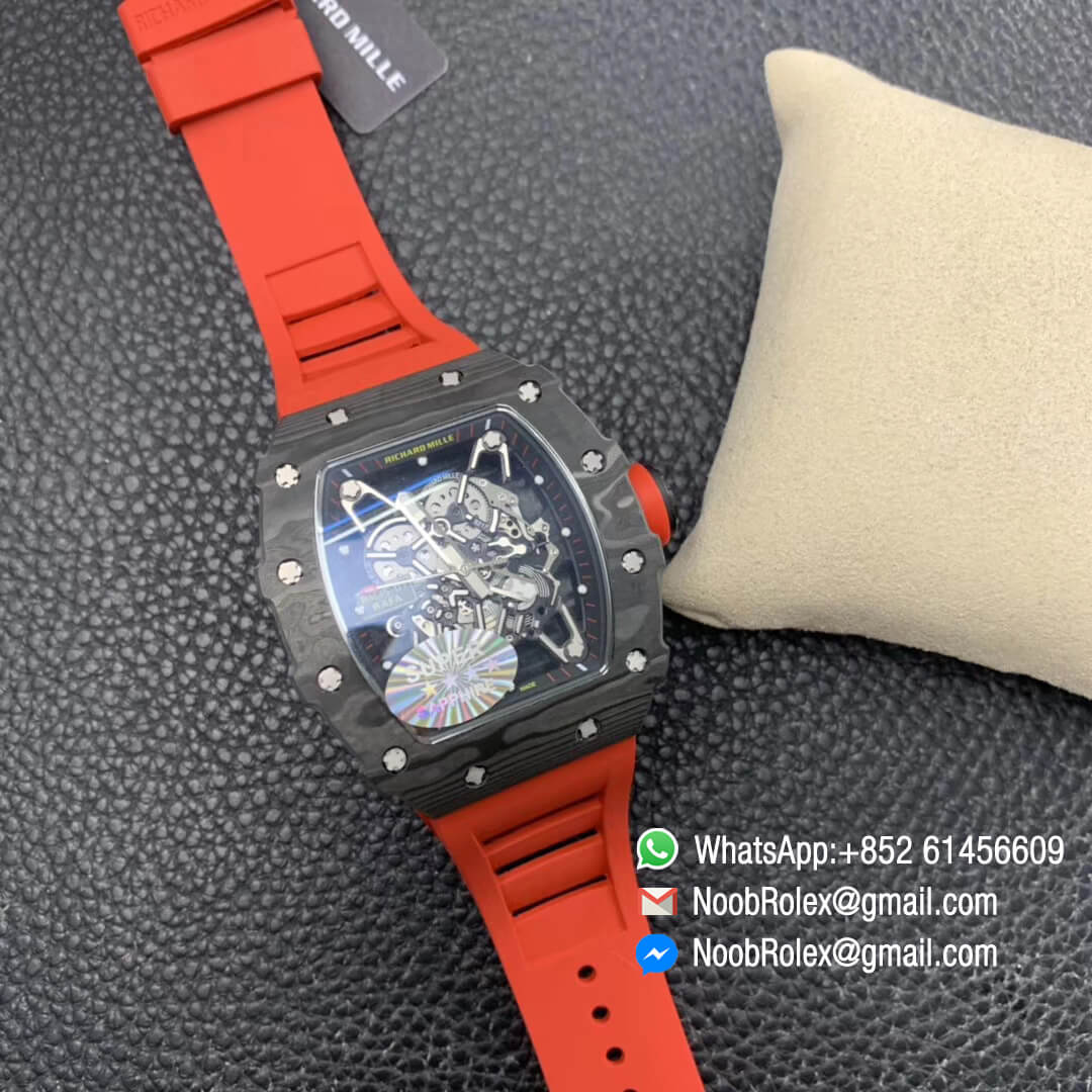 RM35-01 Rafael Nadal 2019 Z Factory 1:1 Best Edition The Best Texture Forged Carbon Caseback Skeleton Dial Red on Red Rubber Strap MIYOTA8215 V2