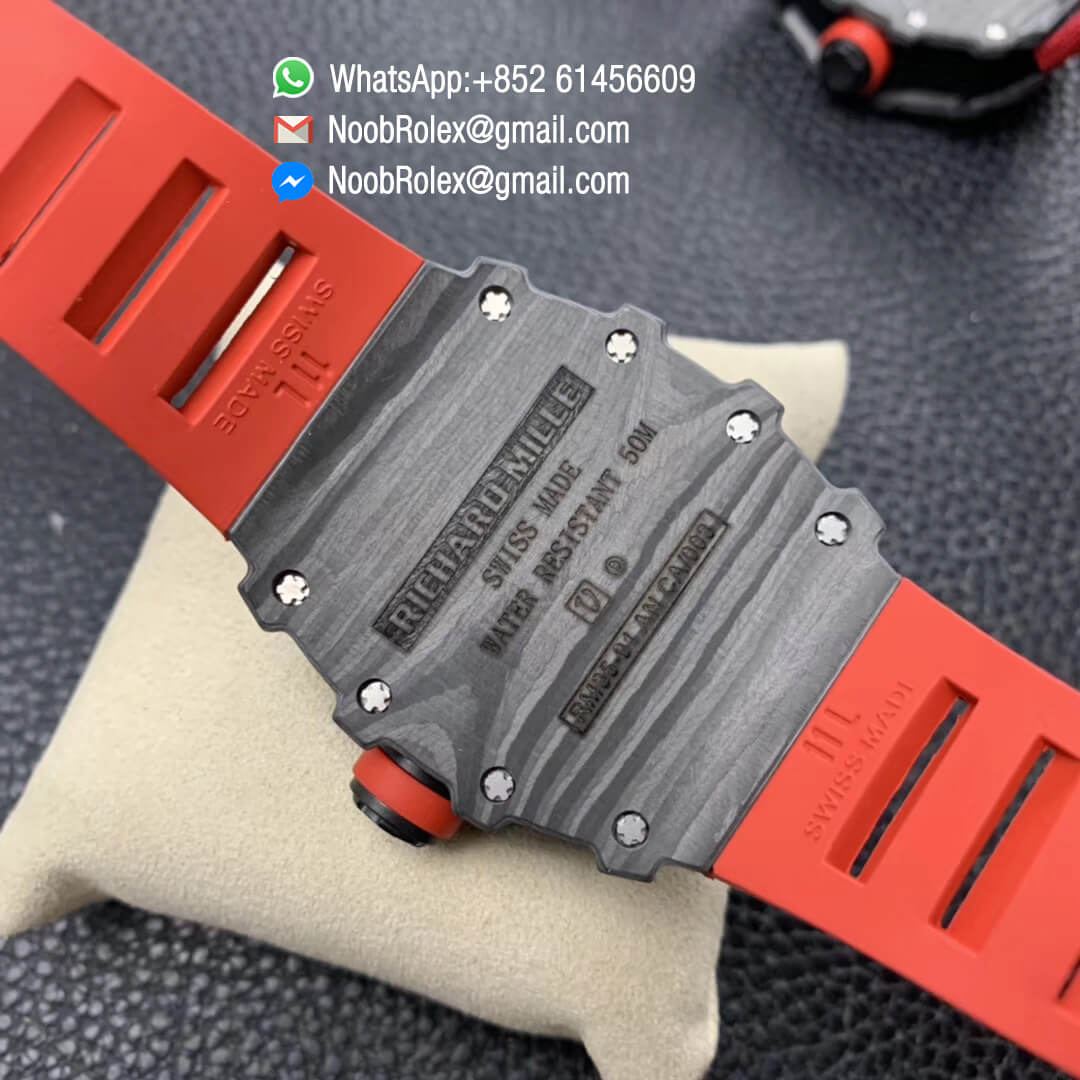 RM35-01 Rafael Nadal 2019 Z Factory 1:1 Best Edition The Best Texture Forged Carbon Caseback Skeleton Dial Red on Red Rubber Strap MIYOTA8215 V2