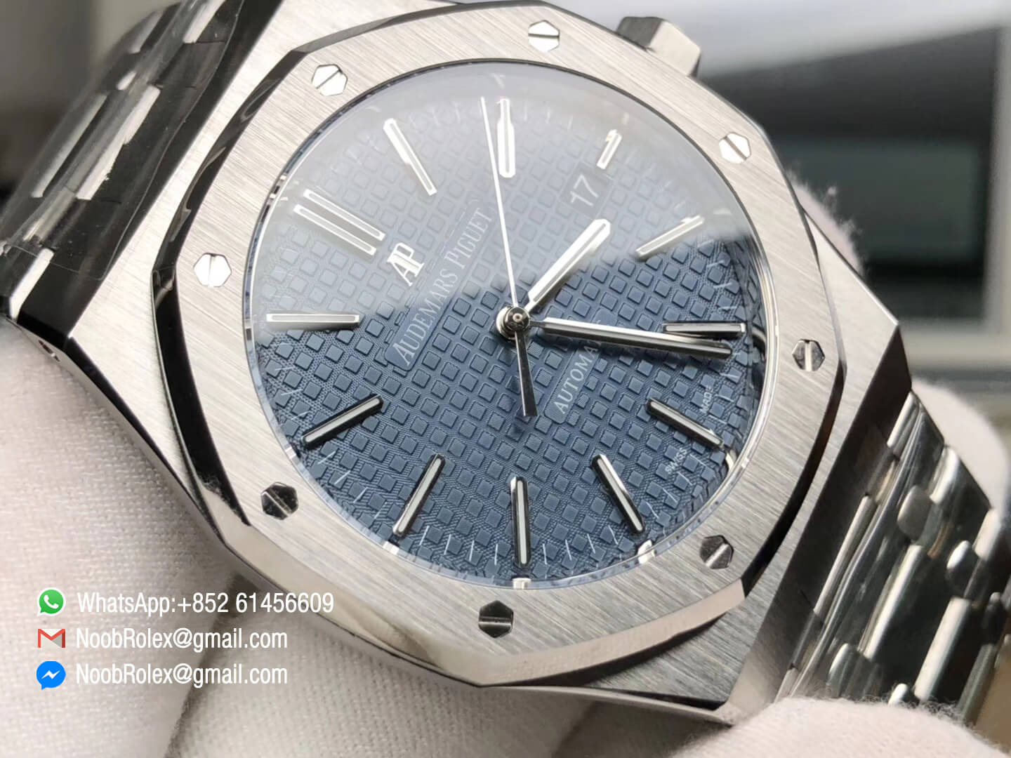 AP Royal Oak 41mm 15400 Stainless Steel Case Blue Textured Dial on Steel Bracelet A3120 JF 1:1 Best Edition V5