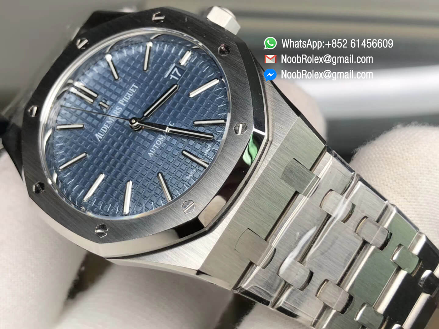 AP Royal Oak 41mm 15400 Stainless Steel Case Blue Textured Dial on Steel Bracelet A3120 JF 1:1 Best Edition V5