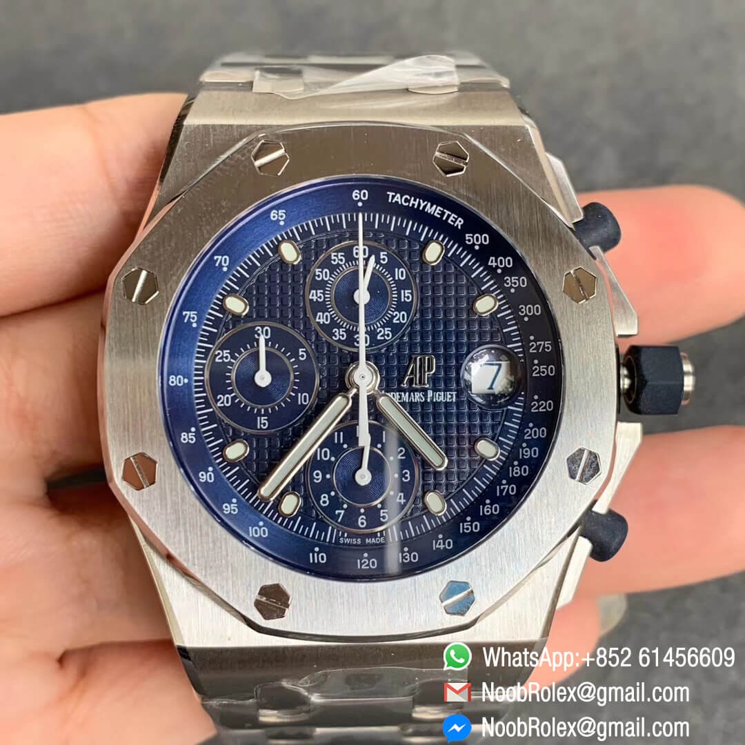 AP Royal Oak Offshore 25th Anniversary 26237ST Steel Case on Steel Bracelet A7750 Chrono Movement JF 1:1 Best Edition