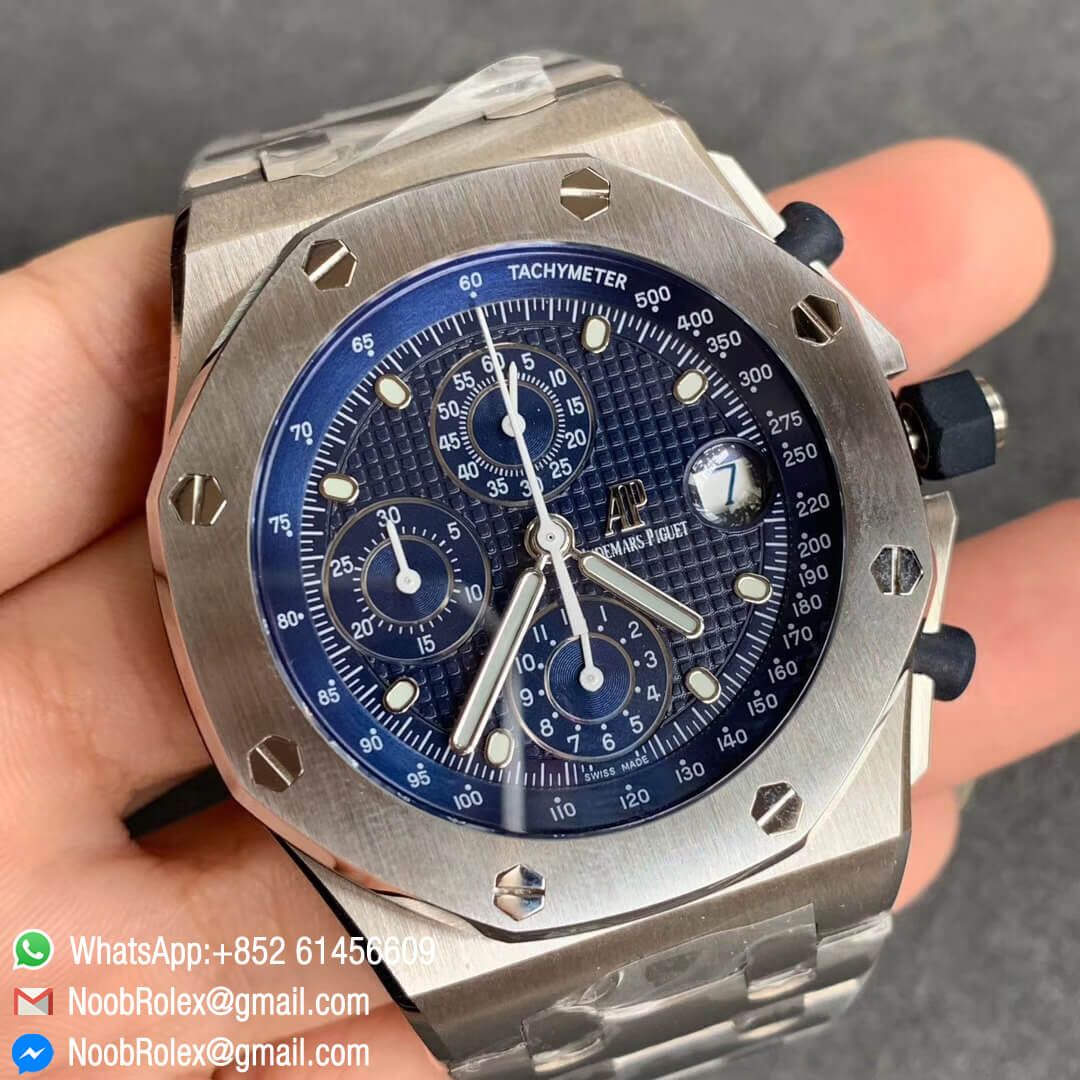 AP Royal Oak Offshore 25th Anniversary 26237ST Steel Case on Steel Bracelet A7750 Chrono Movement JF 1:1 Best Edition