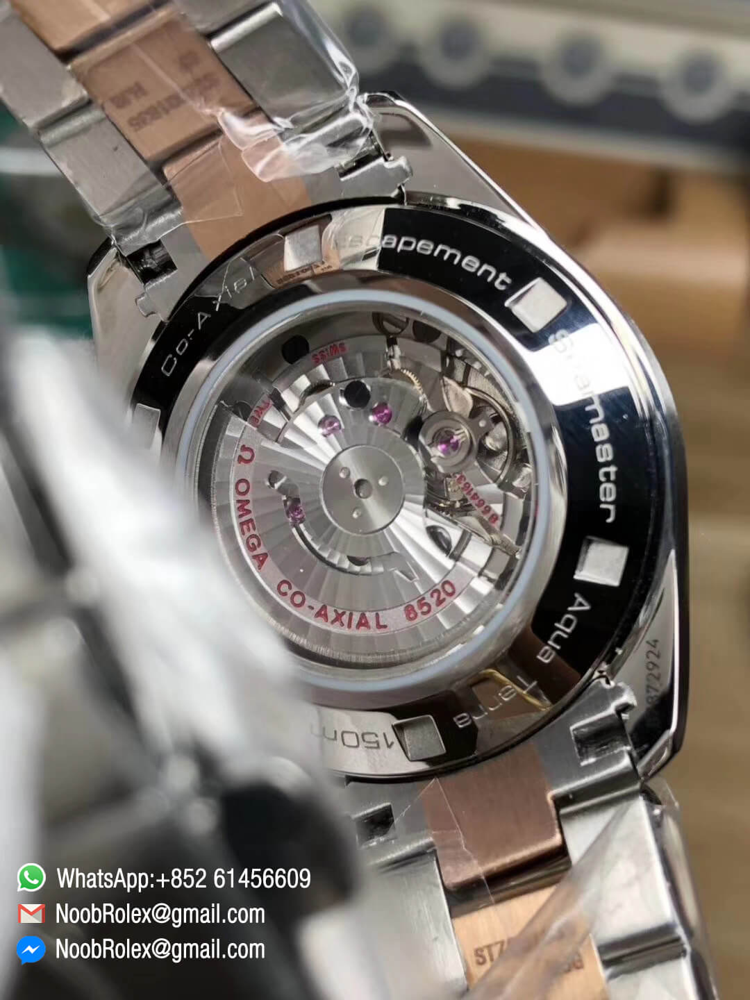 Aqua Terra 150M 34mm Ladies Watch Stainless Steel Case Pink MOP Dial Rose Gold Bezel with Diamonds on Two Tone Steel in Rose Gold Bracelet A8520 3SF Best Edition