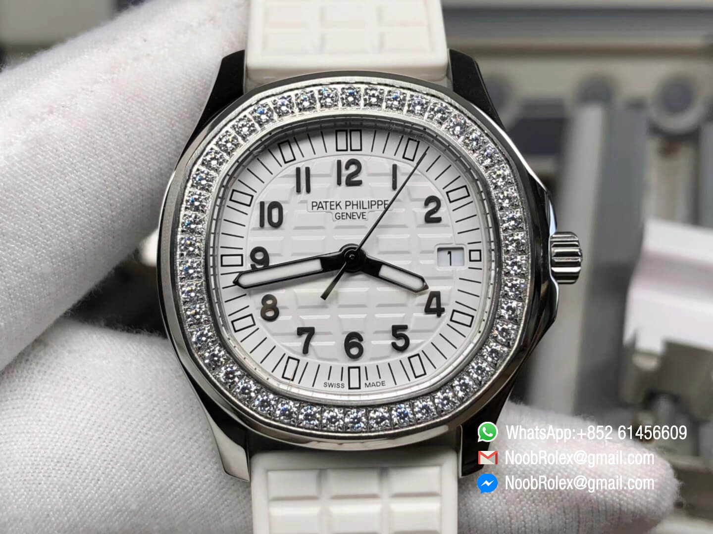 Aquanaut 5067A Steel Case White Textured Dial on White Rubber Strap and Swiss Quartz Movement AE23 PPF 1:1 Best Edition