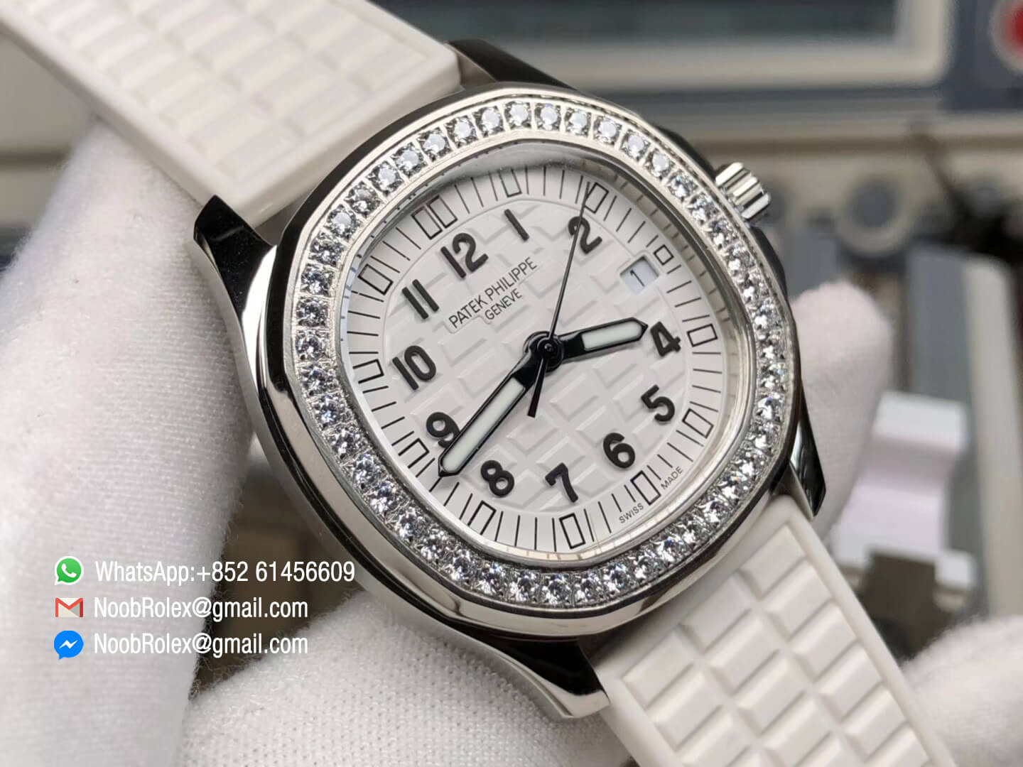 Aquanaut 5067A Steel Case White Textured Dial on White Rubber Strap and Swiss Quartz Movement AE23 PPF 1:1 Best Edition