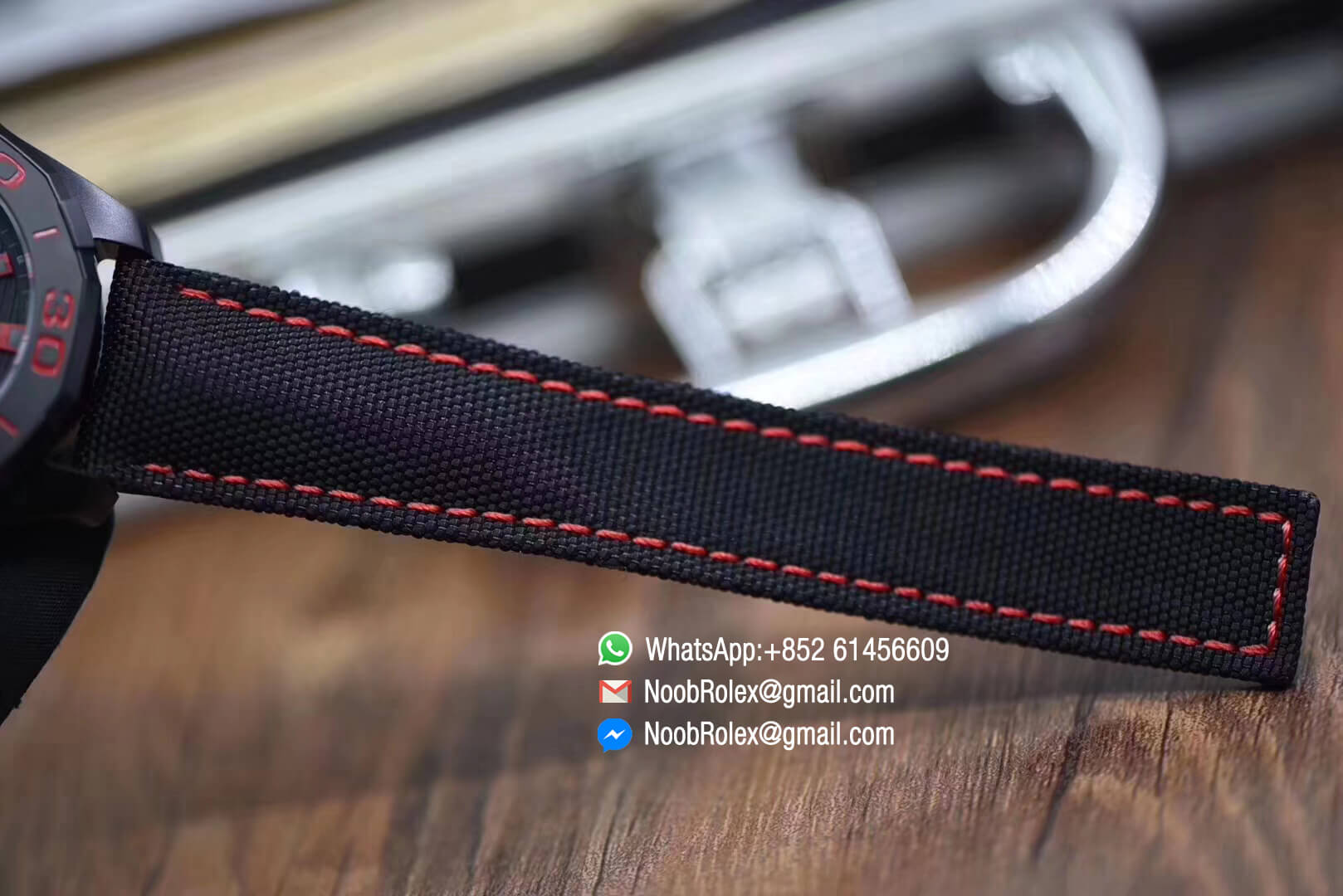 Aquaracer Calibre 5 300M PVD Plated Stainless Steel Case 43mm Black & Red Dial on Brown Nylon Strap A2824 V6F 1:1 Best Edition