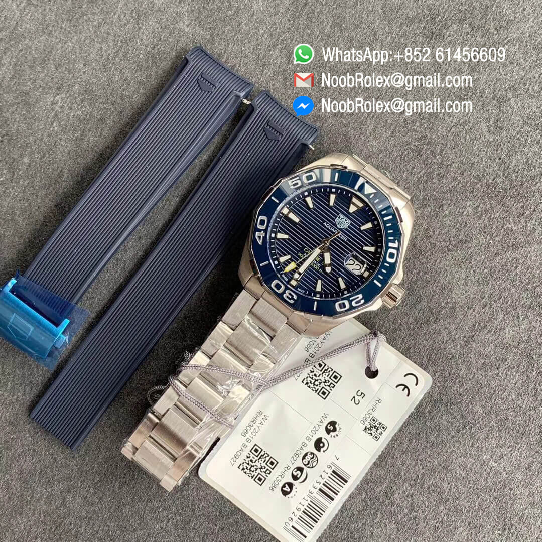 Aquaracer Calibre 5 Stainless Steel Case 43mm Blue Ceramic Bezel Blue Dial on Steel Bracelet Original SW200 Movement KOR Factory 1:1 Best Edition