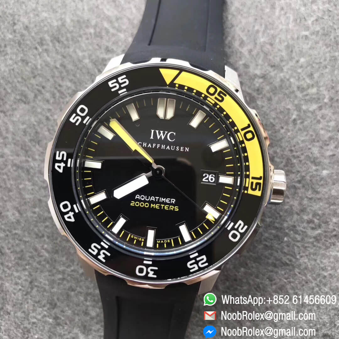 Aquatimer Dive Watch IW356802 Black & Yellow Bezel Black Dial 44mm Steel Case A2892 Auto Caliber IWS Factory Top 1:1 Quality