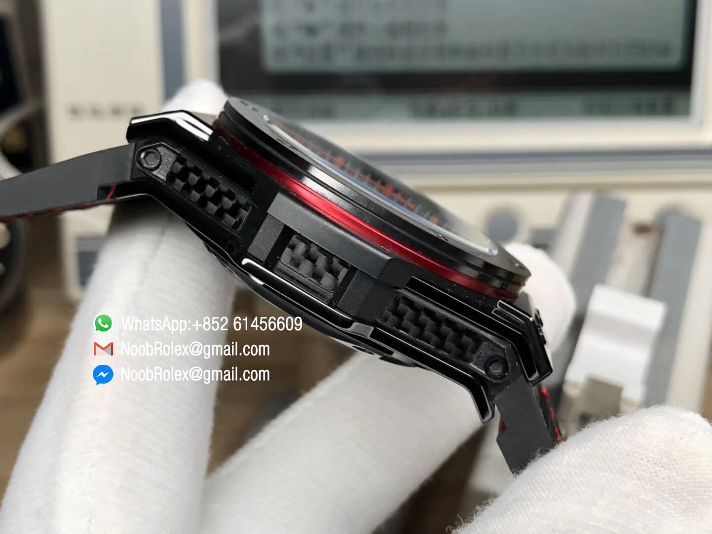 Big Bang Ferrari Unico Black Ceramic Case V6F Best Edition Skeleton Dial on Black Gummy Strap Asian Clone HUB1288 Automatic Movement