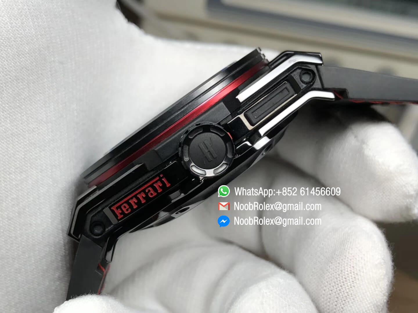 Big Bang Ferrari Unico Black Ceramic Case V6F Best Edition Skeleton Dial on Black Gummy Strap Asian Clone HUB1288 Automatic Movement