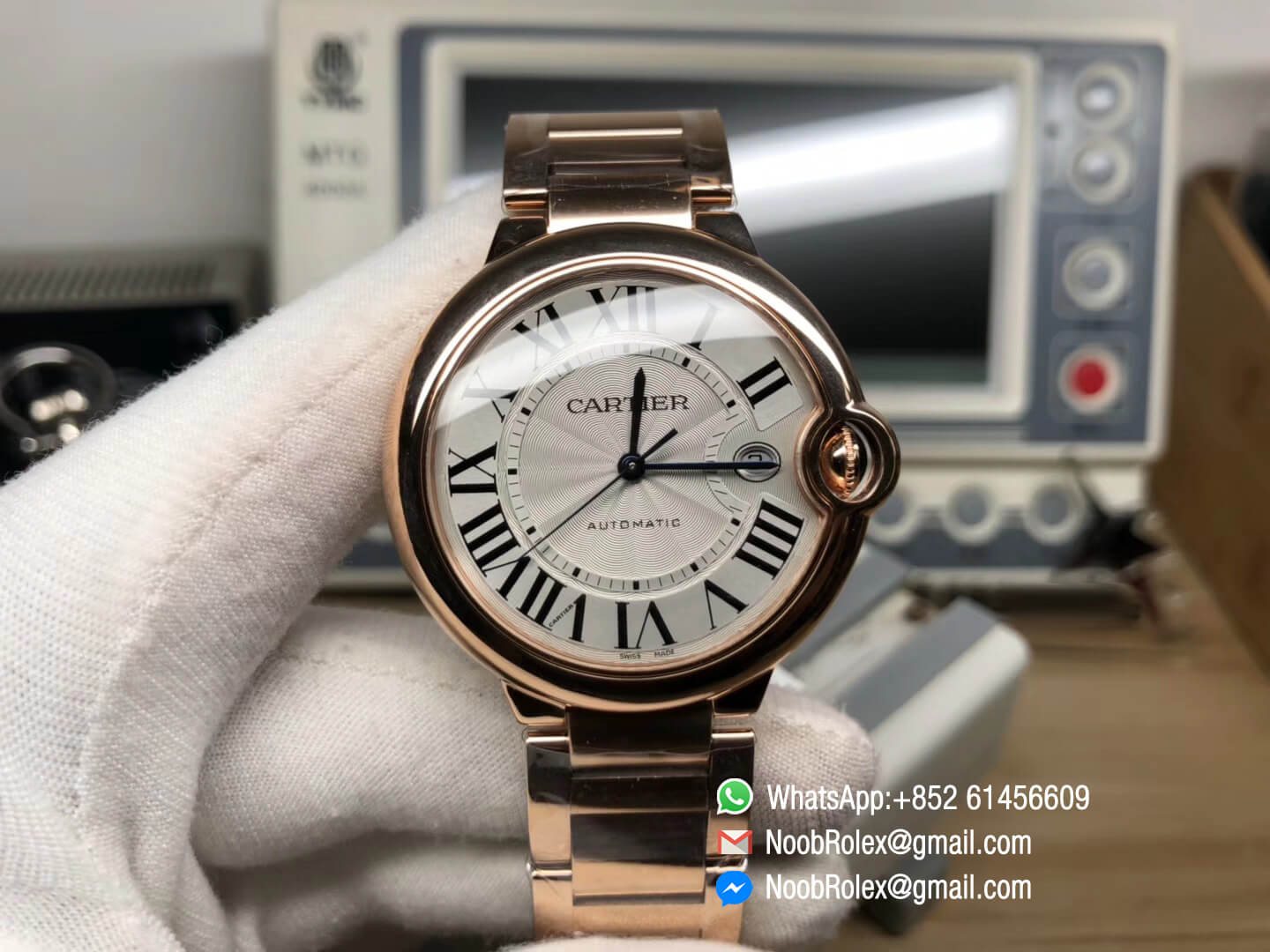 Cartier Ballon Bleu Collection WGBB0016 42mm Big Size for Men Rose Gold Case and Bracelet Silver Dial Automatic V6 1:1 Top Clone