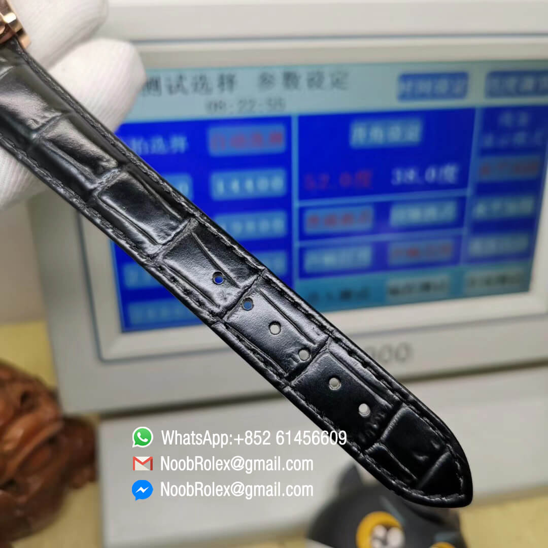 Day-Date 118235 36mm Rose Gold Case Dark Tahitian Mother of Pearl Diamond Dial Fluted Bezel Black Leather Strap Best 1:1 Quality