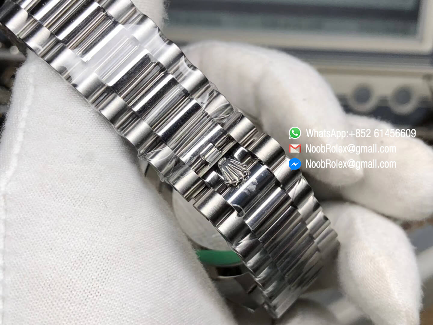 Day Date II Stainless Steel Polished Bezel Ice Blue Dial Crystal Markers on Steel Bracelet A3255 Same Serials Card 1:1 Best Edition