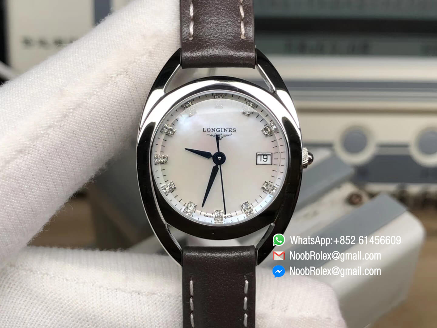 Longines Equestrian Collection Steel Case Diamonds Hour Markers Asian L152 Quartz Movement Brown Leather Top Clone Best Edition