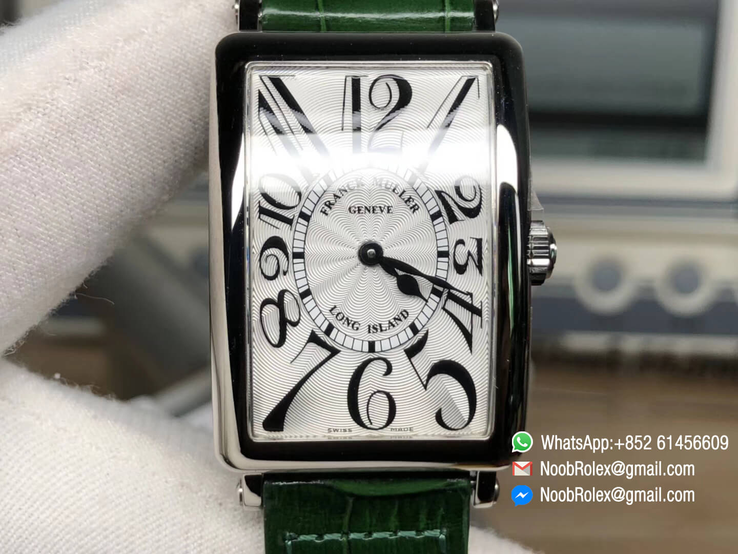 Long Island 952 QZ REL Steel Case on Green Leather Strap Swiss Quartz Movement GF 1:1 Top Quality Best Edition