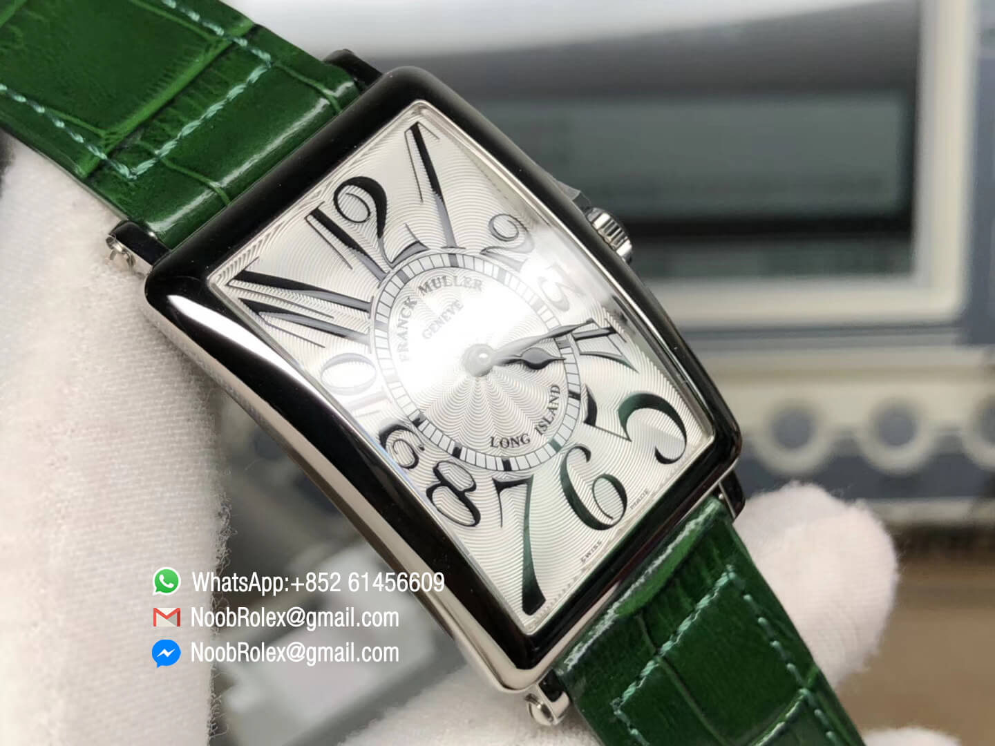 Long Island 952 QZ REL Steel Case on Green Leather Strap Swiss Quartz Movement GF 1:1 Top Quality Best Edition