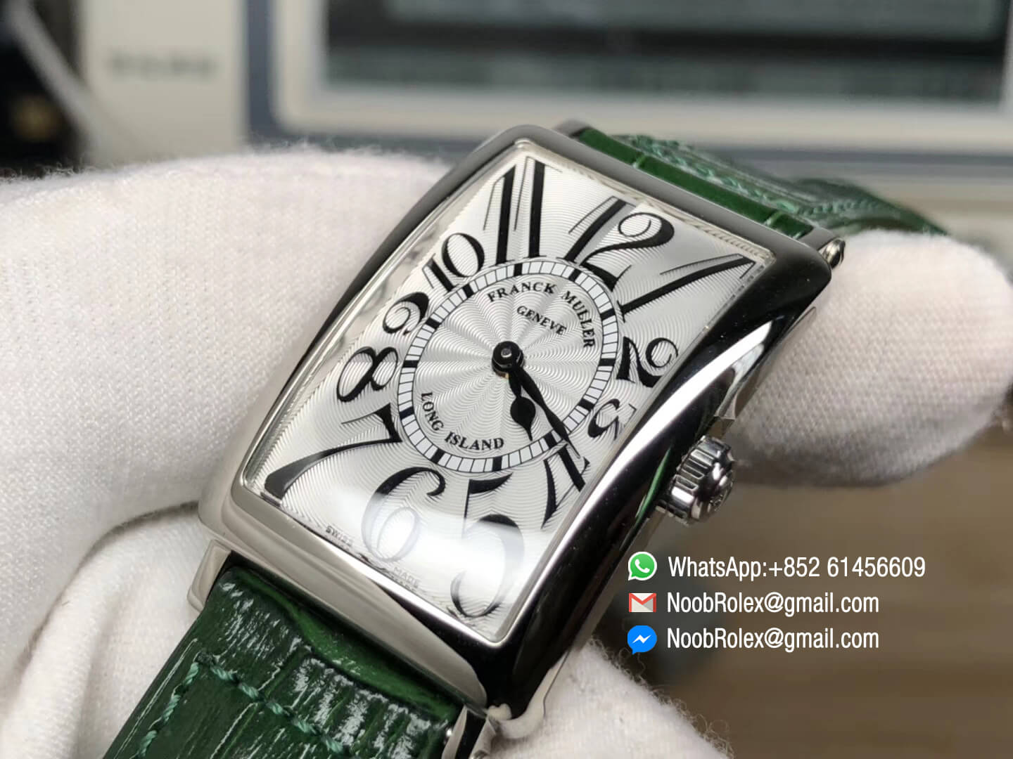 Long Island 952 QZ REL Steel Case on Green Leather Strap Swiss Quartz Movement GF 1:1 Top Quality Best Edition