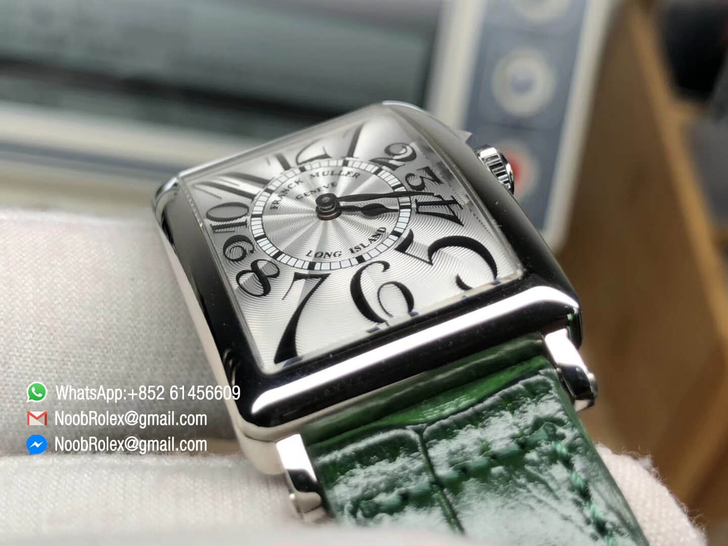 Long Island 952 QZ REL Steel Case on Green Leather Strap Swiss Quartz Movement GF 1:1 Top Quality Best Edition