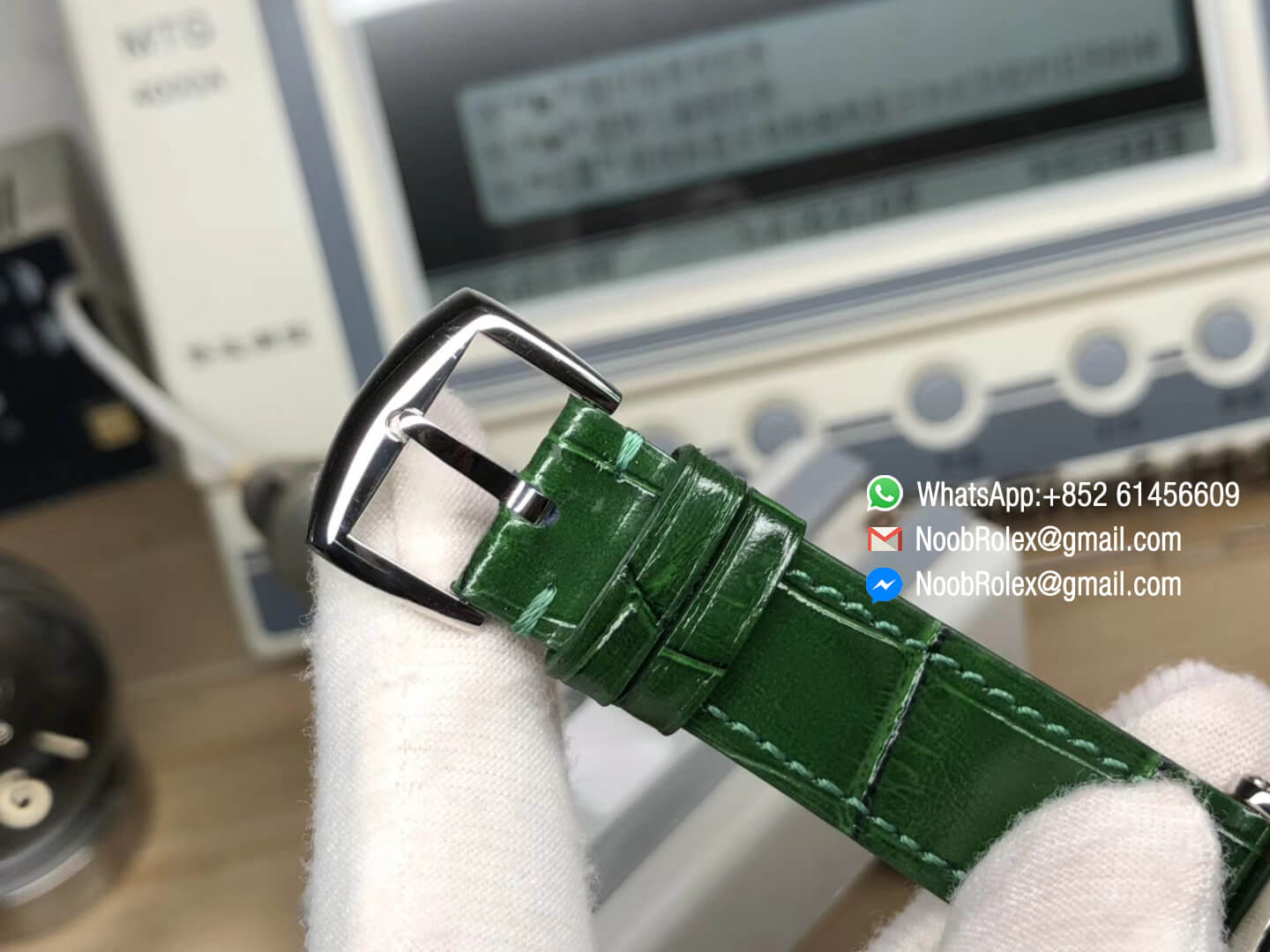 Long Island 952 QZ REL Steel Case on Green Leather Strap Swiss Quartz Movement GF 1:1 Top Quality Best Edition