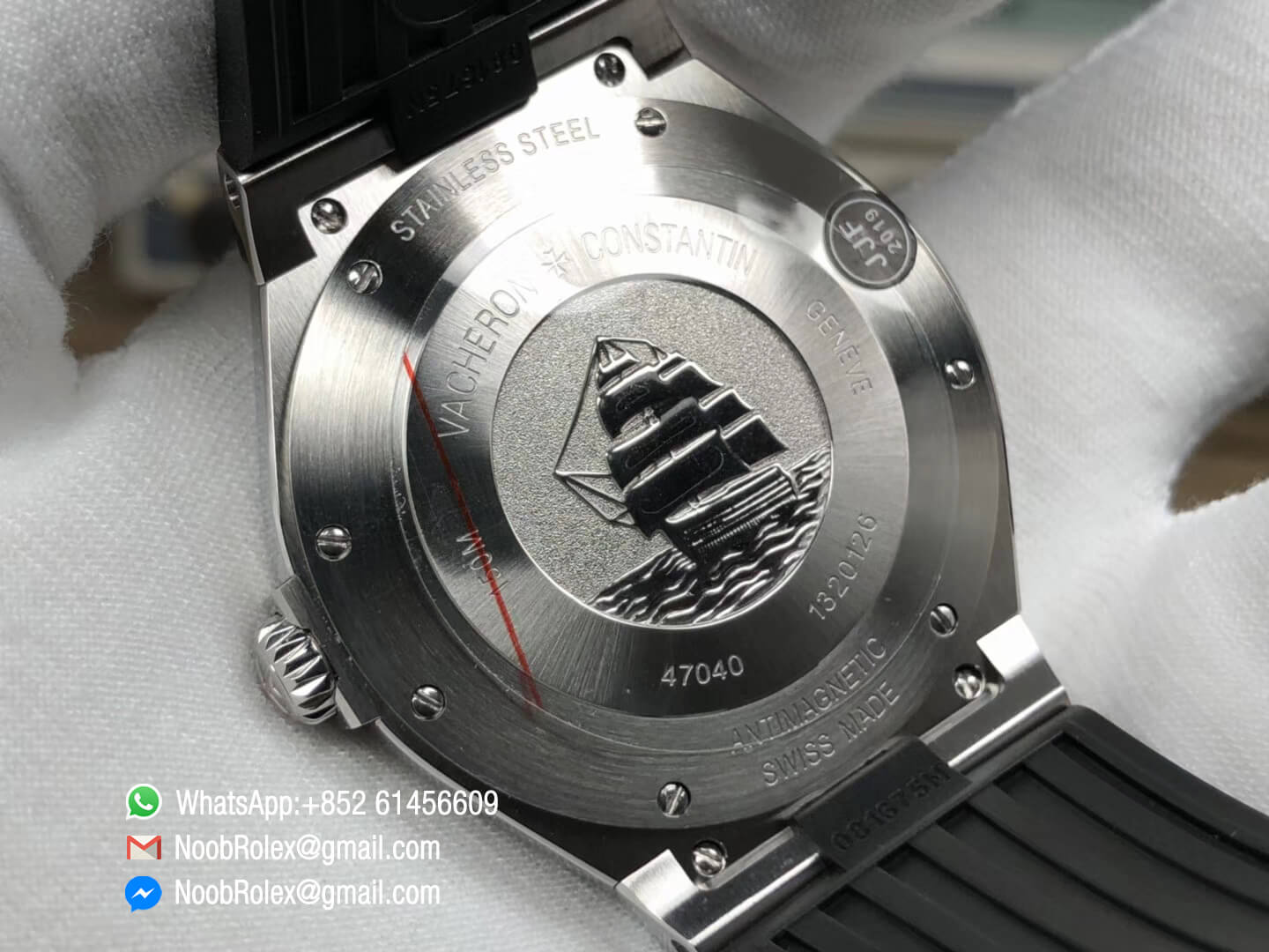 Overseas Stainless Steel Case White Textured Dial on Black Rubber Strap MIYOTA 9015 Automatic Movement 1:1 Best Edition