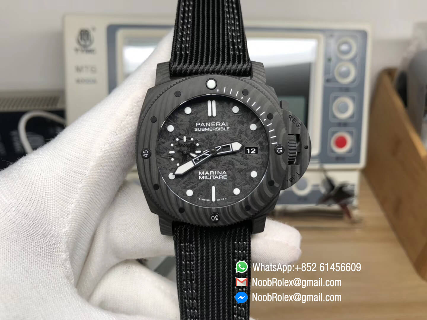 PAM979 PAM00979 Black Carbotech Case Carbon Dial on Rubber Strap P.9000 Super Clone Movement 2019 VS Factory Best Replica Edition