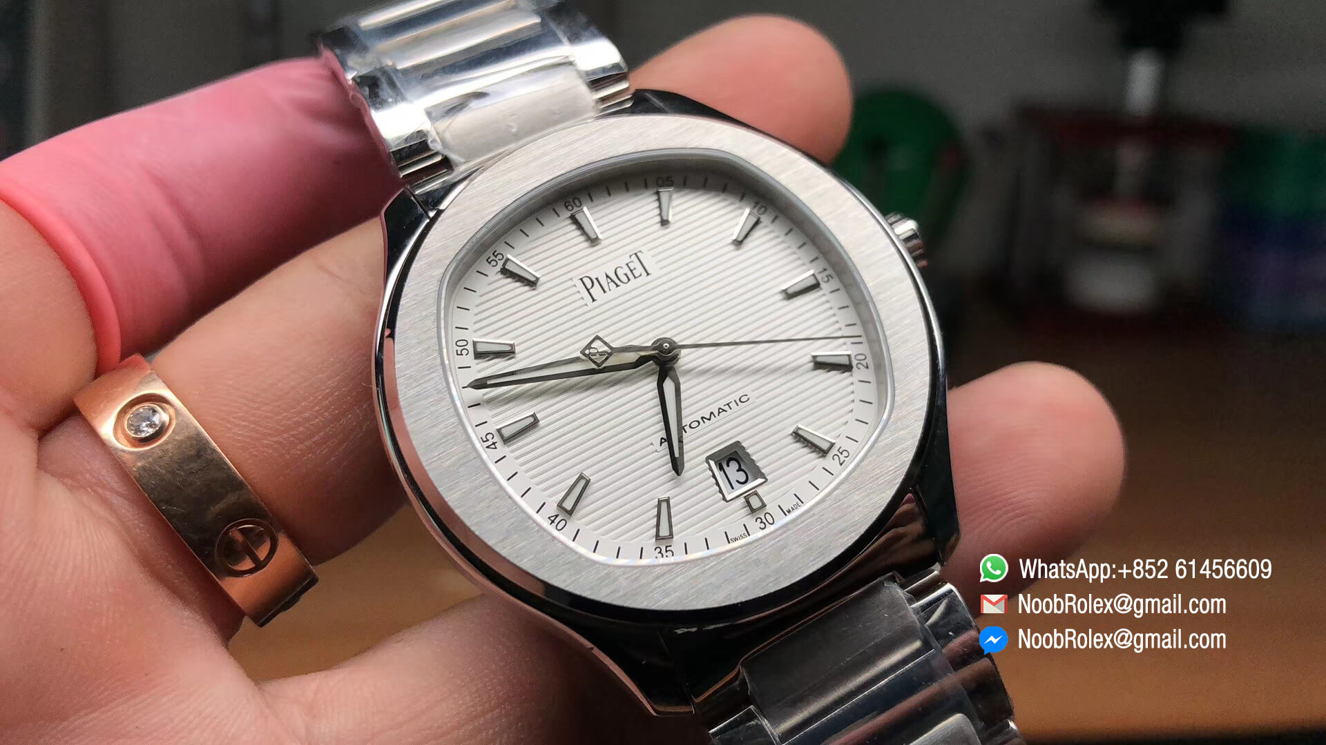 Piaget Polo S 42mm Stainless Steel Case White Textured Dial on Steel Bracelet A1110P Auto Watch MKF 1:1 Top Quality Edition