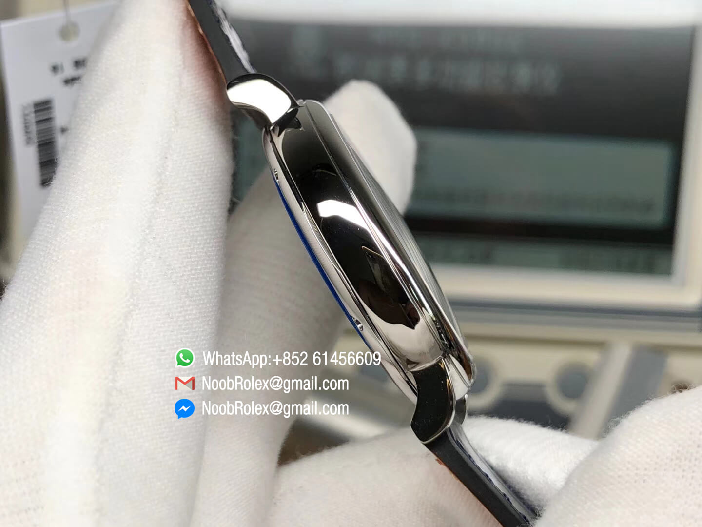 Portofino Automatic 37mm Lady Watch Steel Case Blue Dial with Diamonds on Blue Leather Strap MIYOTA 9015 MK 1:1 Best Edition