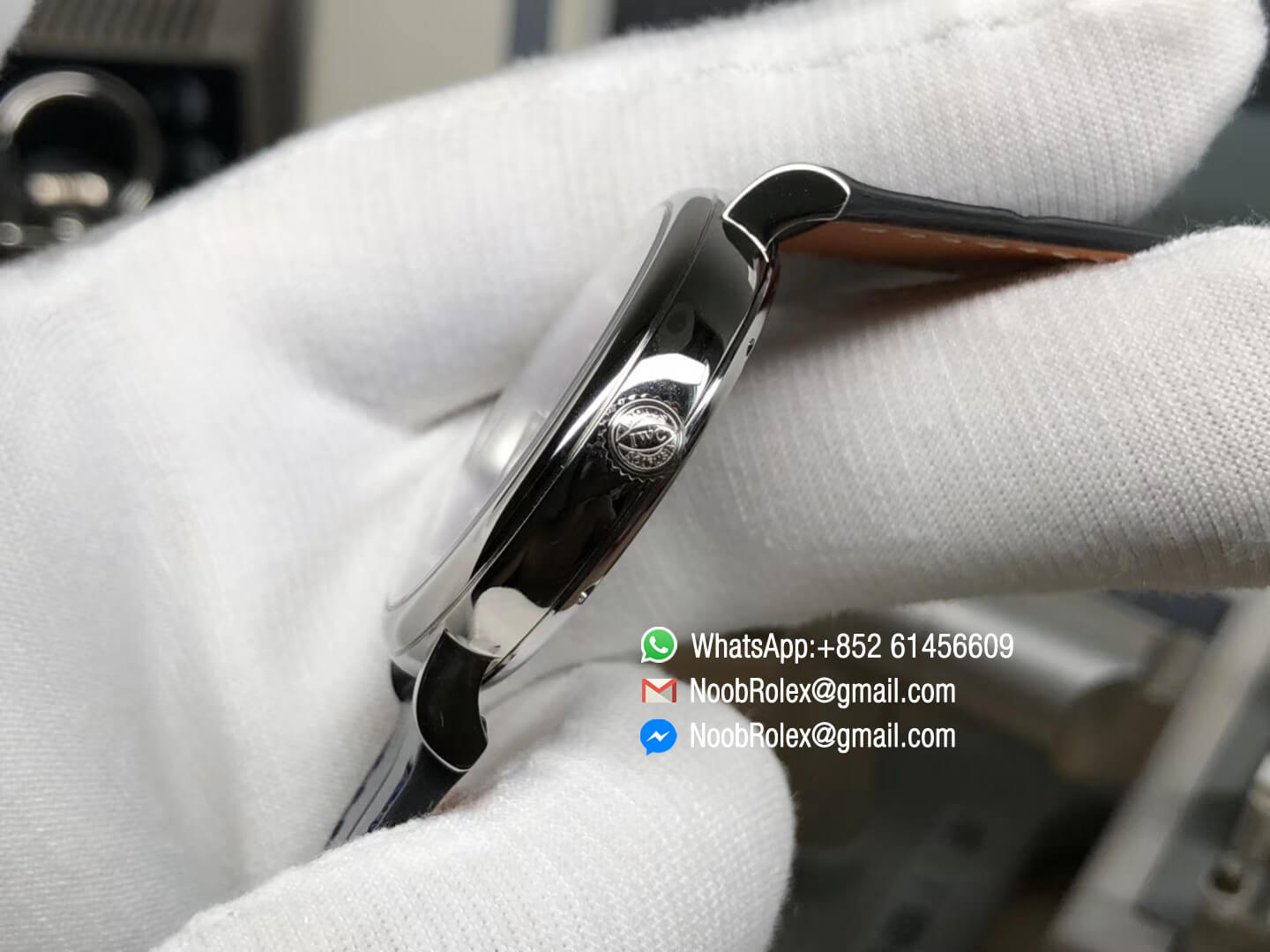 Portofino Automatic 37mm Lady Watch Steel Case Blue Dial with Diamonds on Blue Leather Strap MIYOTA 9015 MK 1:1 Best Edition