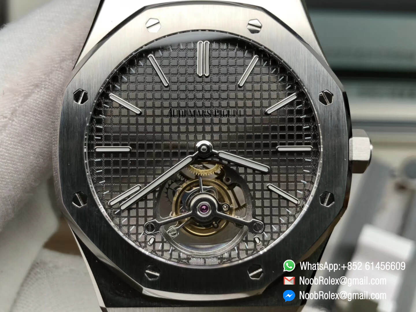 Royal Oak Tourbillon Extra-thin Stainless Steel Case Gray Textured Dial Hand-winding Movement on Steel Bracelet JF 1:1 Best Edition