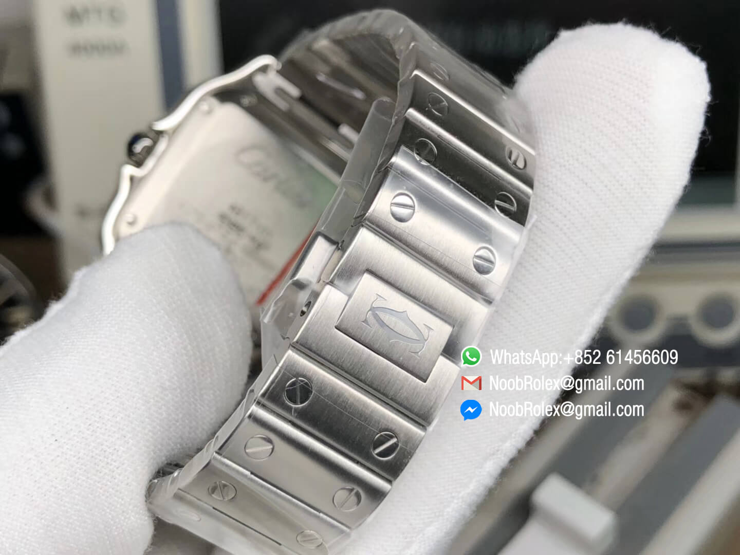 Santos de Cartier Medium 35mm WSSA0010 White Dial on Stainless Steel Case SmartLinks Bracelet MIYOTA 9015 2018 GF 1:1 Best Edition Best Quality Replica