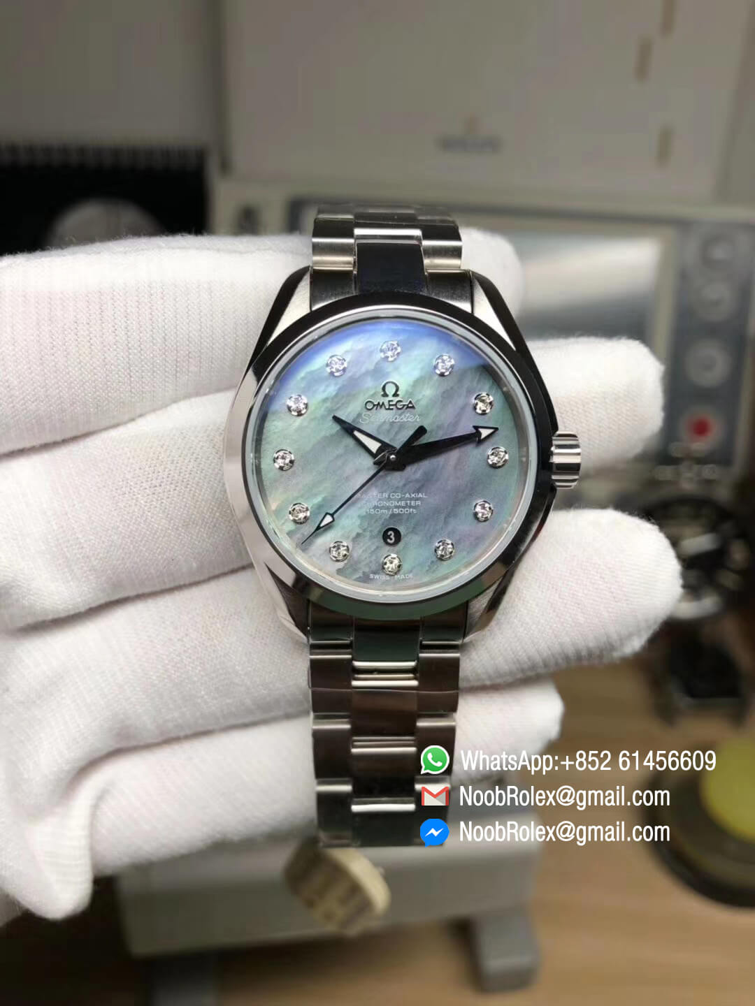 Seamaster Aqua Terra 150M 34mm Ladies Wristwatch Stainless Steel 3SF Best Edition White MOP Dial on Steel Bracelet A8520