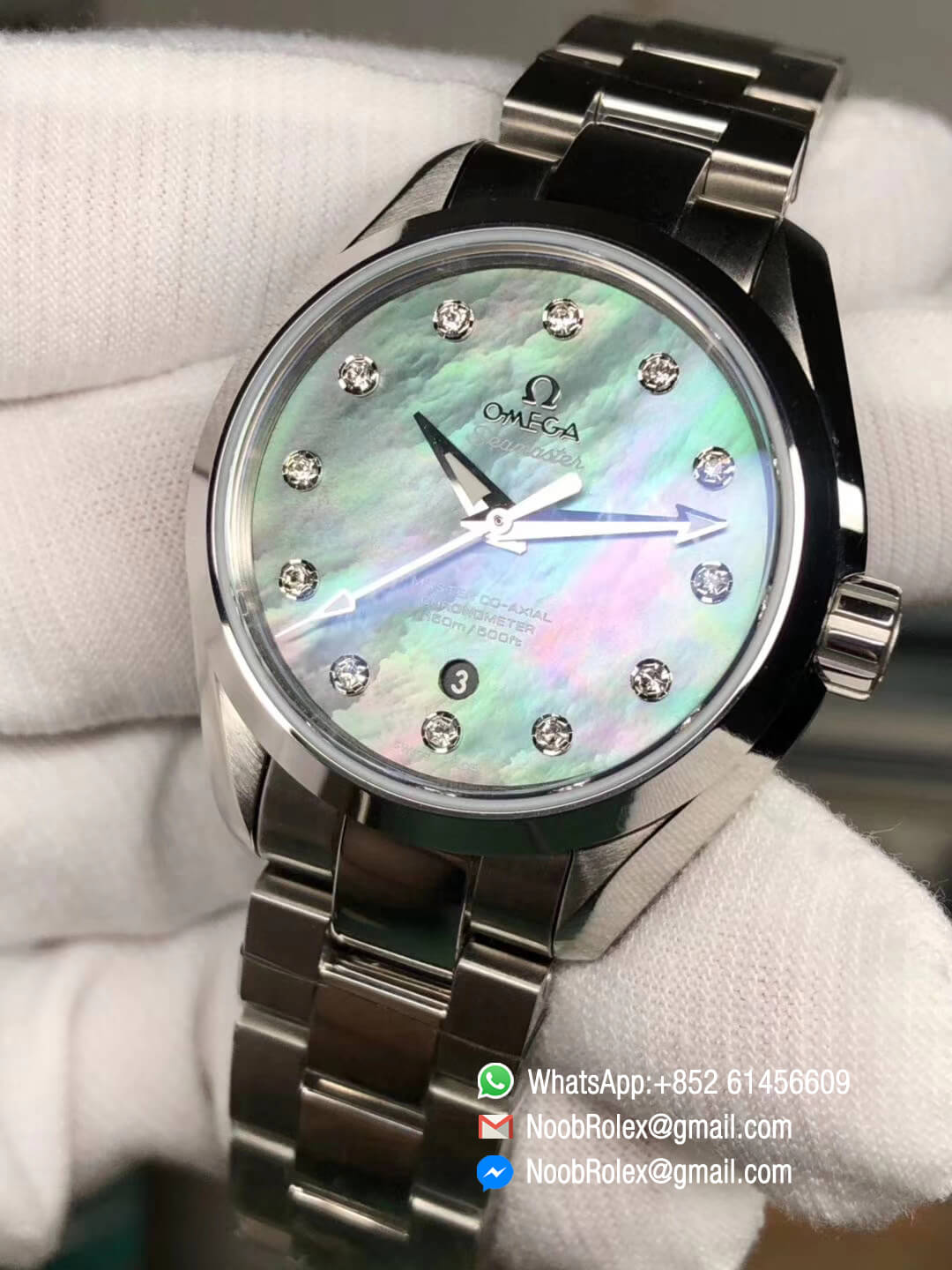 Seamaster Aqua Terra 150M 34mm Ladies Wristwatch Stainless Steel 3SF Best Edition White MOP Dial on Steel Bracelet A8520