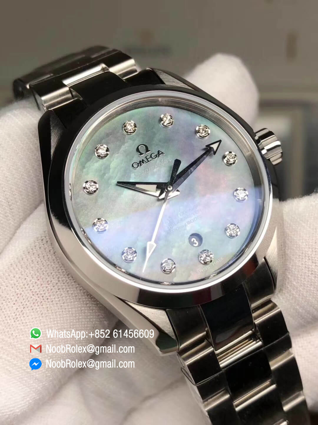 Seamaster Aqua Terra 150M 34mm Ladies Wristwatch Stainless Steel 3SF Best Edition White MOP Dial on Steel Bracelet A8520
