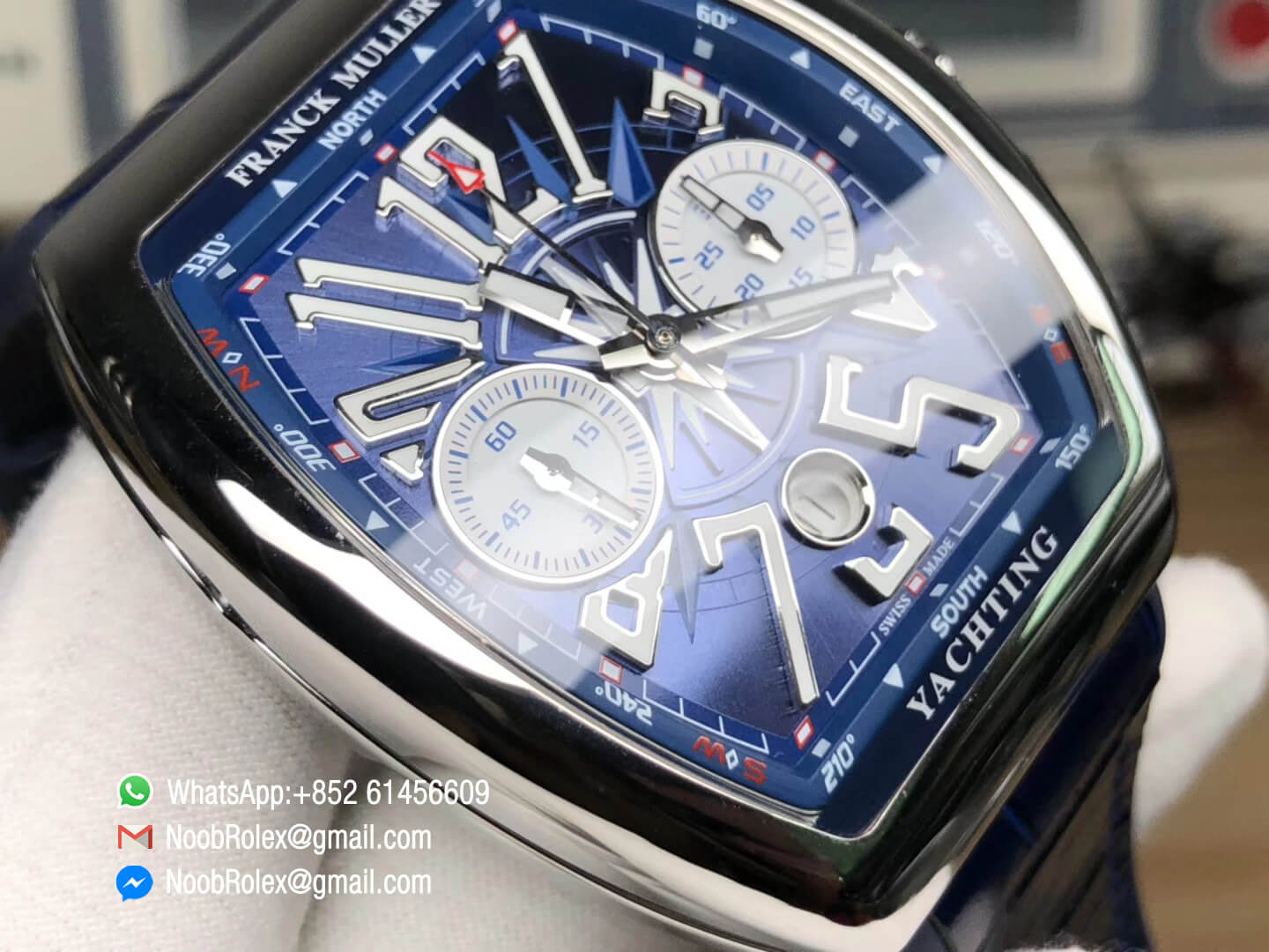 Vanguard Yachting Chronograph V45 CC DT Stainless Steel Case Blue Textured Dial on Blue Gummy Strap A7750 OXF Best Replica Edition