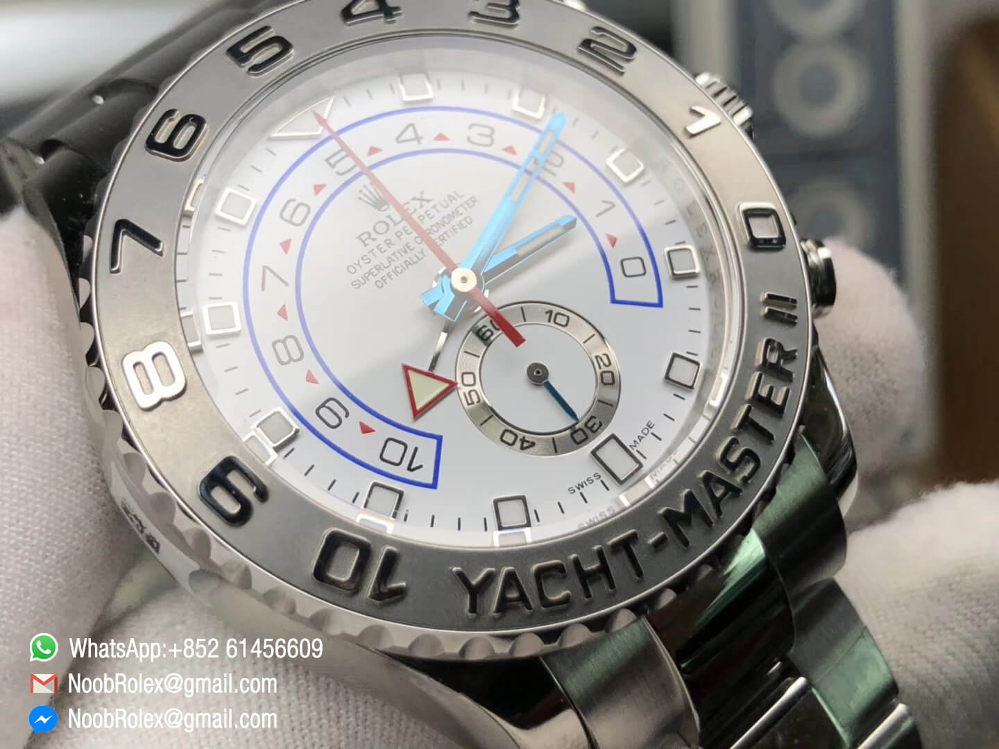 Yacht Master II 116689 Stainless Steel Case White Dial Red Chrono Hand and Second Subdial on Steel Bracelet A7750 JF 1:1 Best Edition