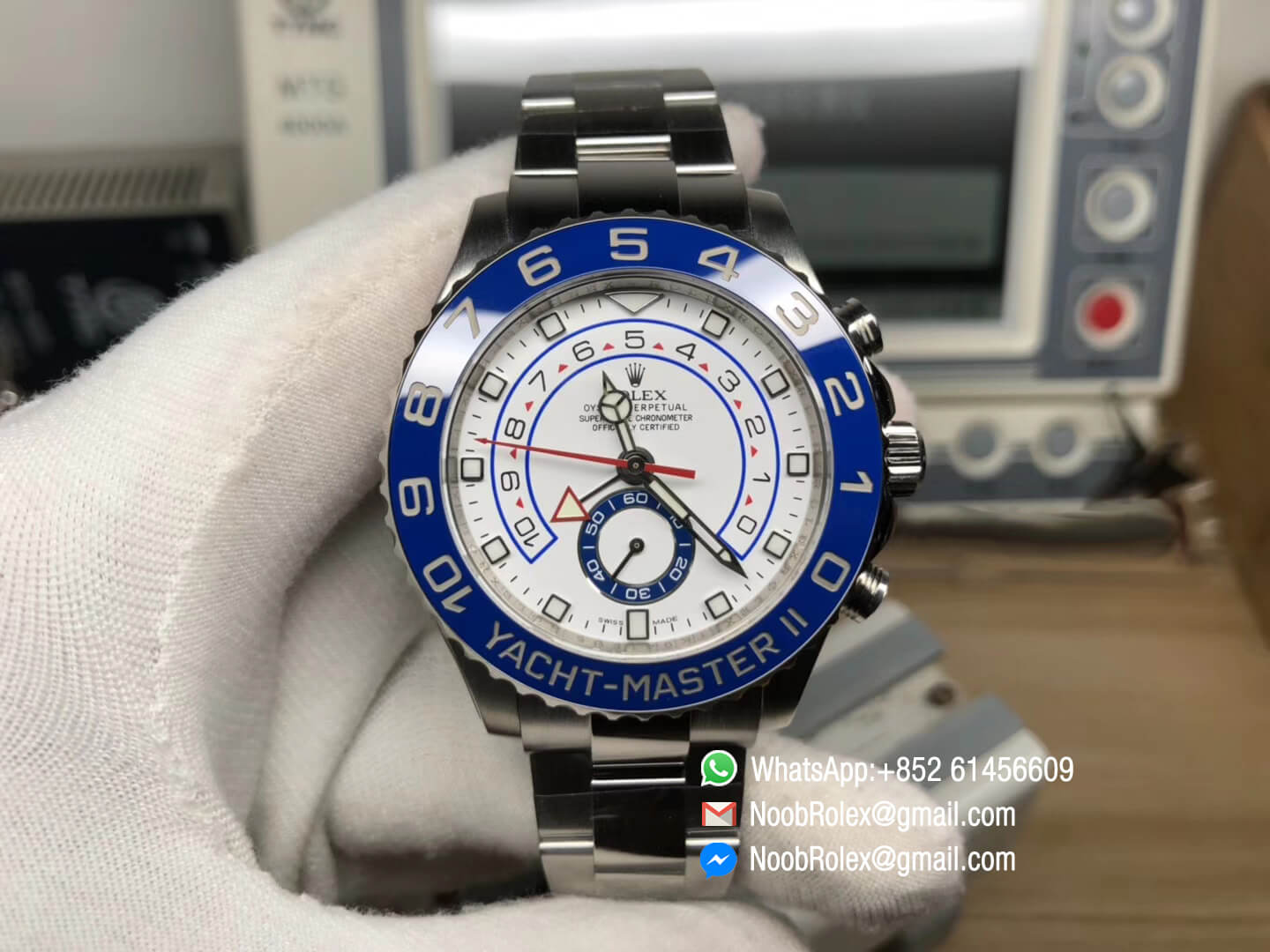 Yacht Master II 2017 baselworld 116680 Stainless Steel Case Blue Ceramic Bezel Silver Hand on Steel Bracelet A7750 JF 1:1 Best Quality Top Replica