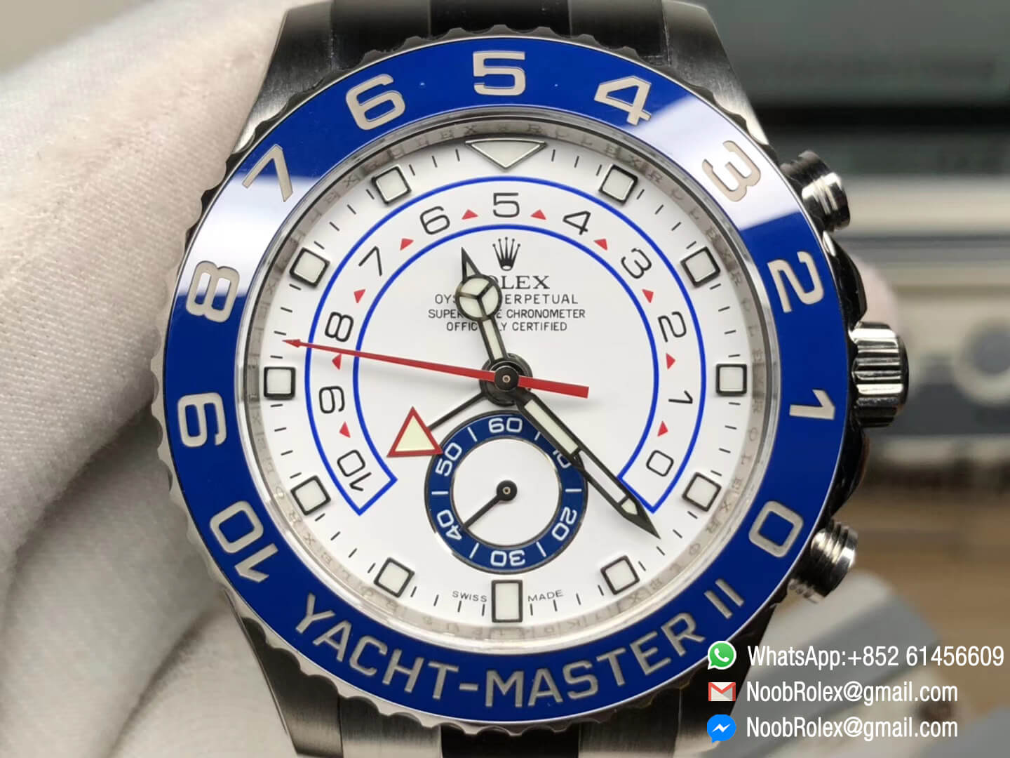 Yacht Master II 2017 baselworld 116680 Stainless Steel Case Blue Ceramic Bezel Silver Hand on Steel Bracelet A7750 JF 1:1 Best Quality Top Replica