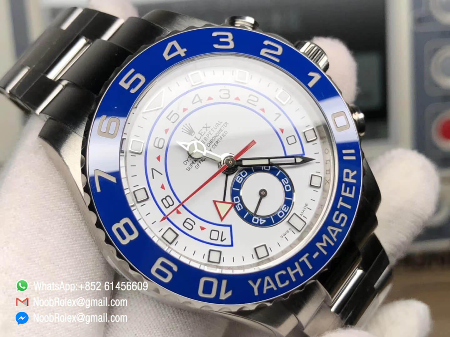 Yacht Master II 2017 baselworld 116680 Stainless Steel Case Blue Ceramic Bezel Silver Hand on Steel Bracelet A7750 JF 1:1 Best Quality Top Replica