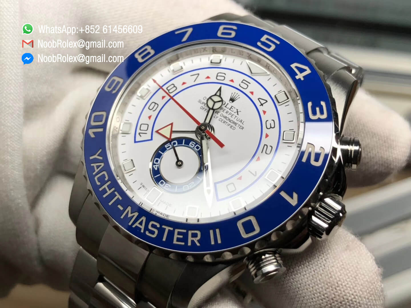 Yacht Master II 2017 baselworld 116680 Stainless Steel Case Blue Ceramic Bezel Silver Hand on Steel Bracelet A7750 JF 1:1 Best Quality Top Replica