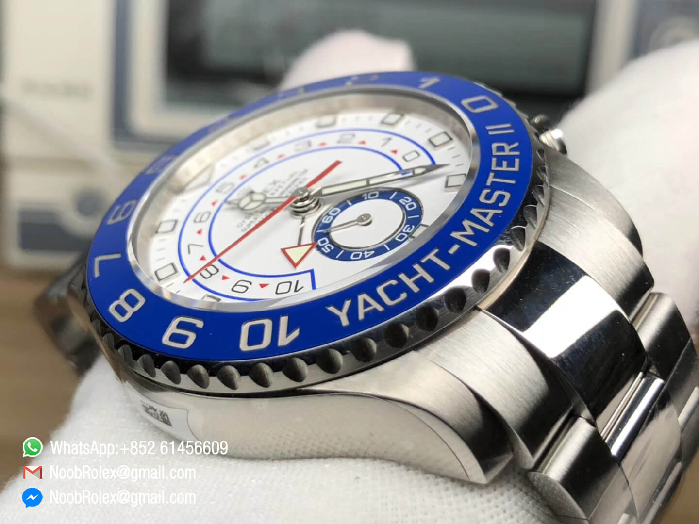 Yacht Master II 2017 baselworld 116680 Stainless Steel Case Blue Ceramic Bezel Silver Hand on Steel Bracelet A7750 JF 1:1 Best Quality Top Replica