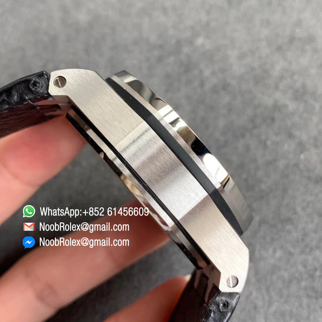 AP Royal Oak Offshore 44mm 26412PT Stainless Steel Case JF 1:1 Best Edition Black & Blue Dial on Black Leather Strap A3126