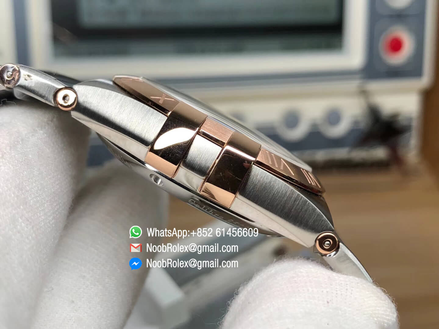 Constellation Ladies Watch 38mm Rose Gold Case Silver Dial Diamonds Markers on Two Tone 18K Rose Gold Bracelet Super Clone A8500 Movement VS Factory 1:1 Best Edition