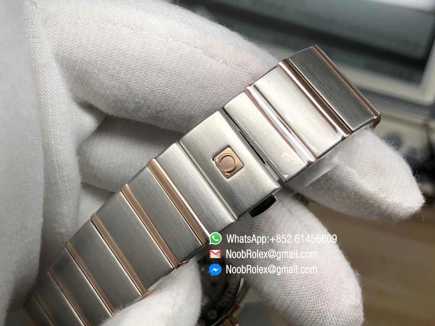 Constellation Ladies Watch 38mm Rose Gold Case Silver Dial Stick Markers on Two Tone 18K Rose Gold Bracelet Super Clone A8500 Movement VSF 1:1 Best Edition