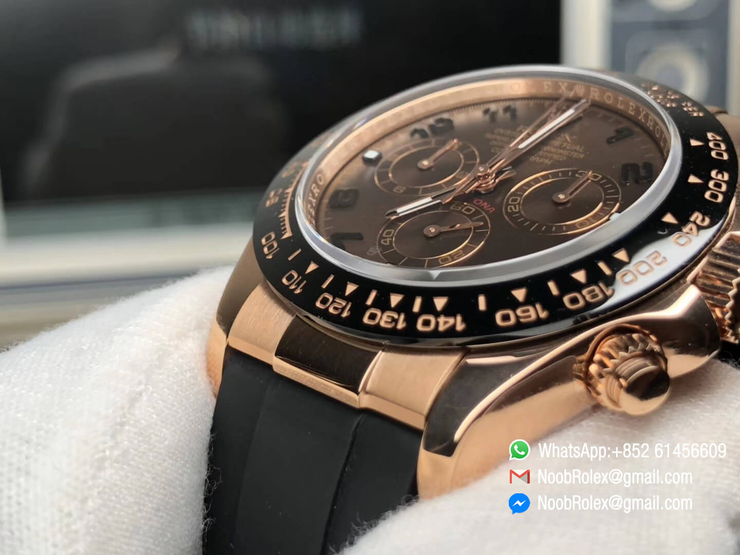 Daytona 116515 Chrono Watch Chocolate Dial Subdials with Numerals Ceramic Bezel on Black Rubber Strap A4130 OM Factory 1:1 Best Edition