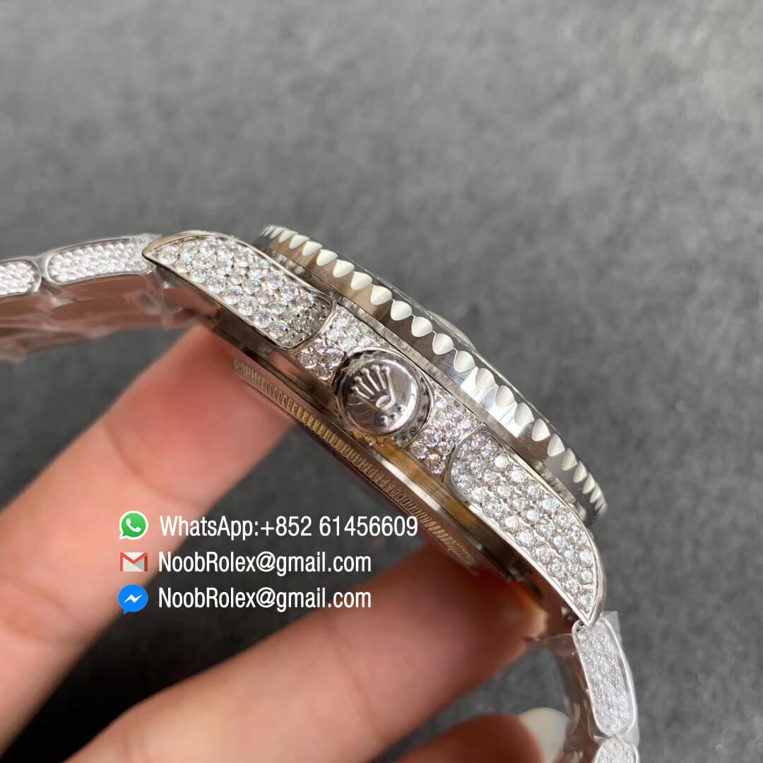 GMT Master II 116769BRIL 116769 Full Diamonds Encrusted on 316L Steel Case Full Diamonds Encrusted Wavy Dial with Round Luminous Markers TWF Best Edition A2836