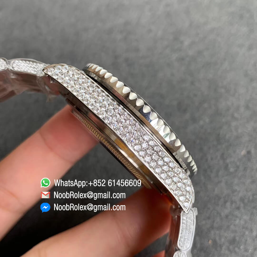 GMT Master II 116769BRIL 116769 Full Diamonds Encrusted on 316L Steel Case Full Diamonds Encrusted Wavy Dial with Round Luminous Markers TWF Best Edition A2836