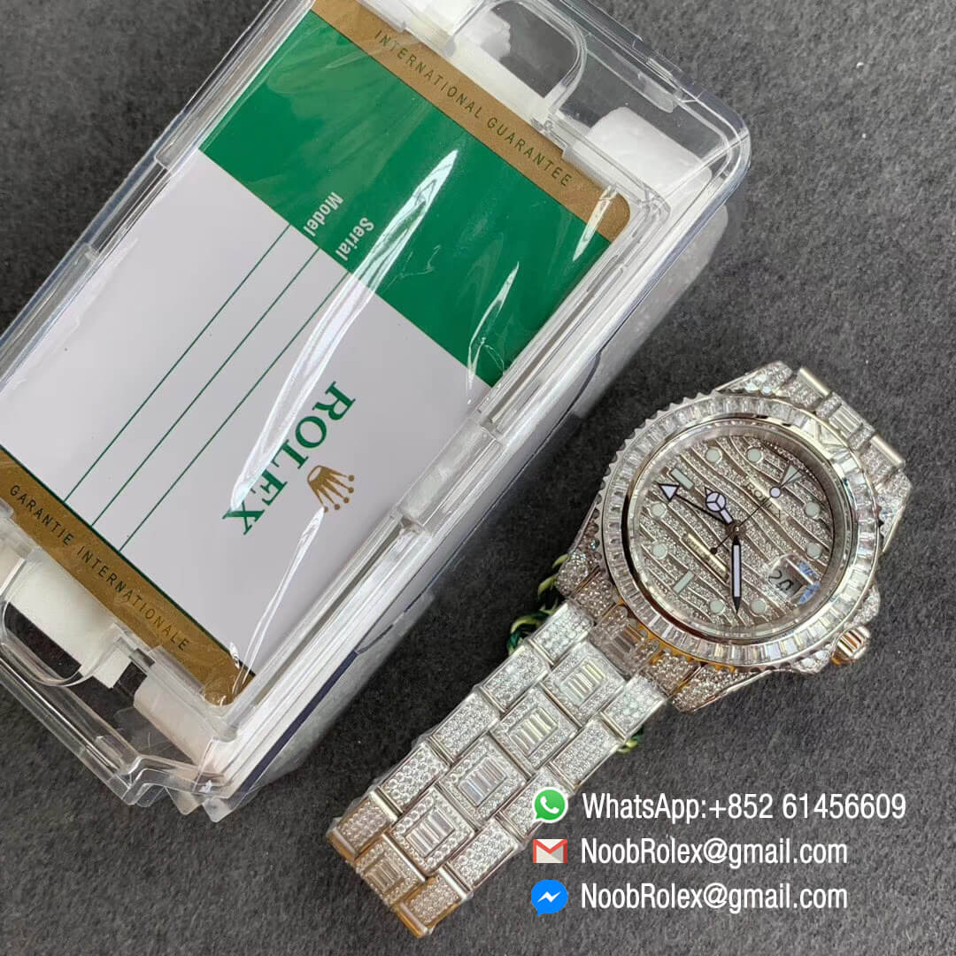 GMT Master II 116769BRIL 116769 Full Diamonds Encrusted on 316L Steel Case Full Diamonds Encrusted Wavy Dial with Round Luminous Markers TWF Best Edition A2836