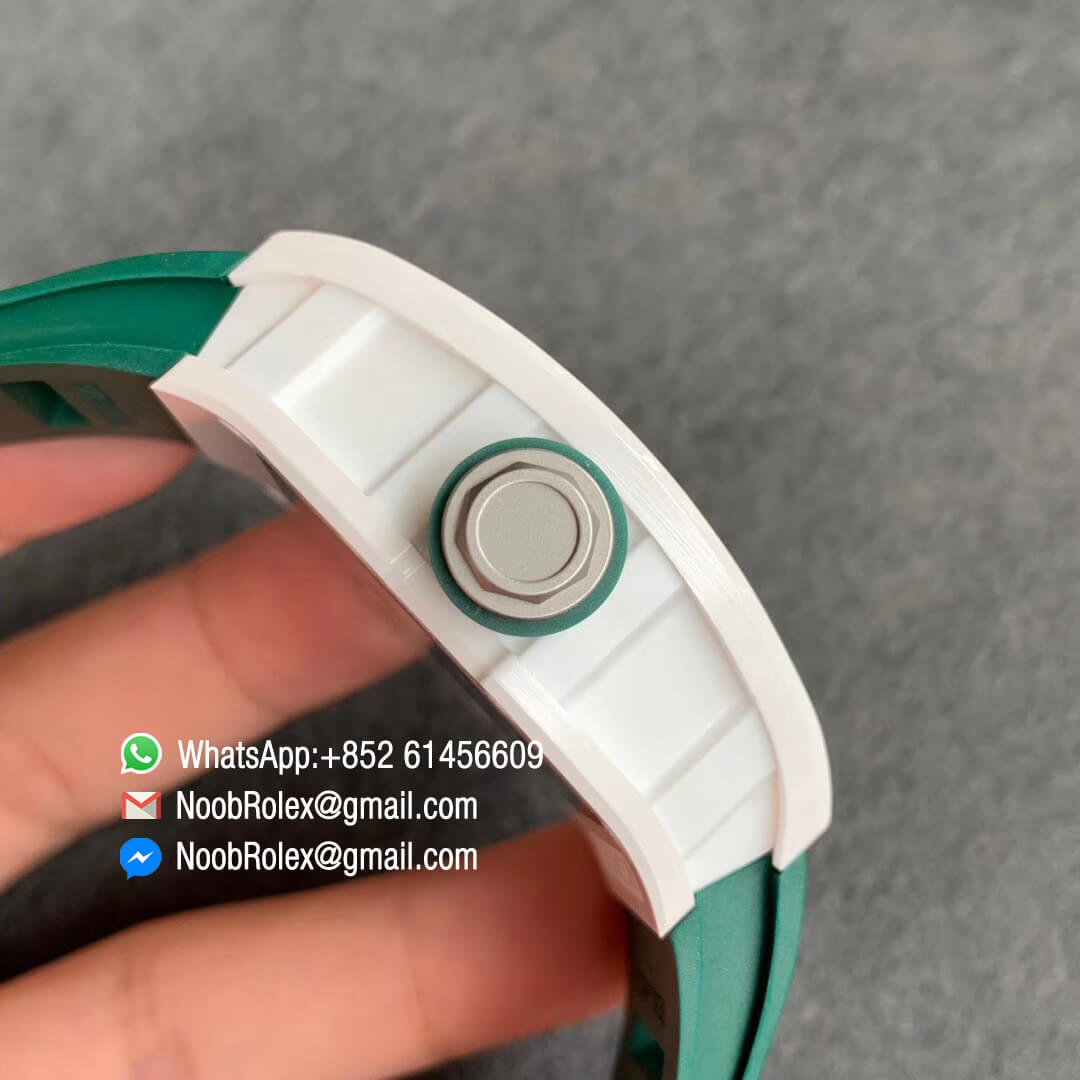 RM055 Bubba Watson Limited Edition Real White Ceramic Bezel Skeleton Dial Green Inner on Green Rubber Strap MIYOTA8215 KV Factory 1:1 Best Quality