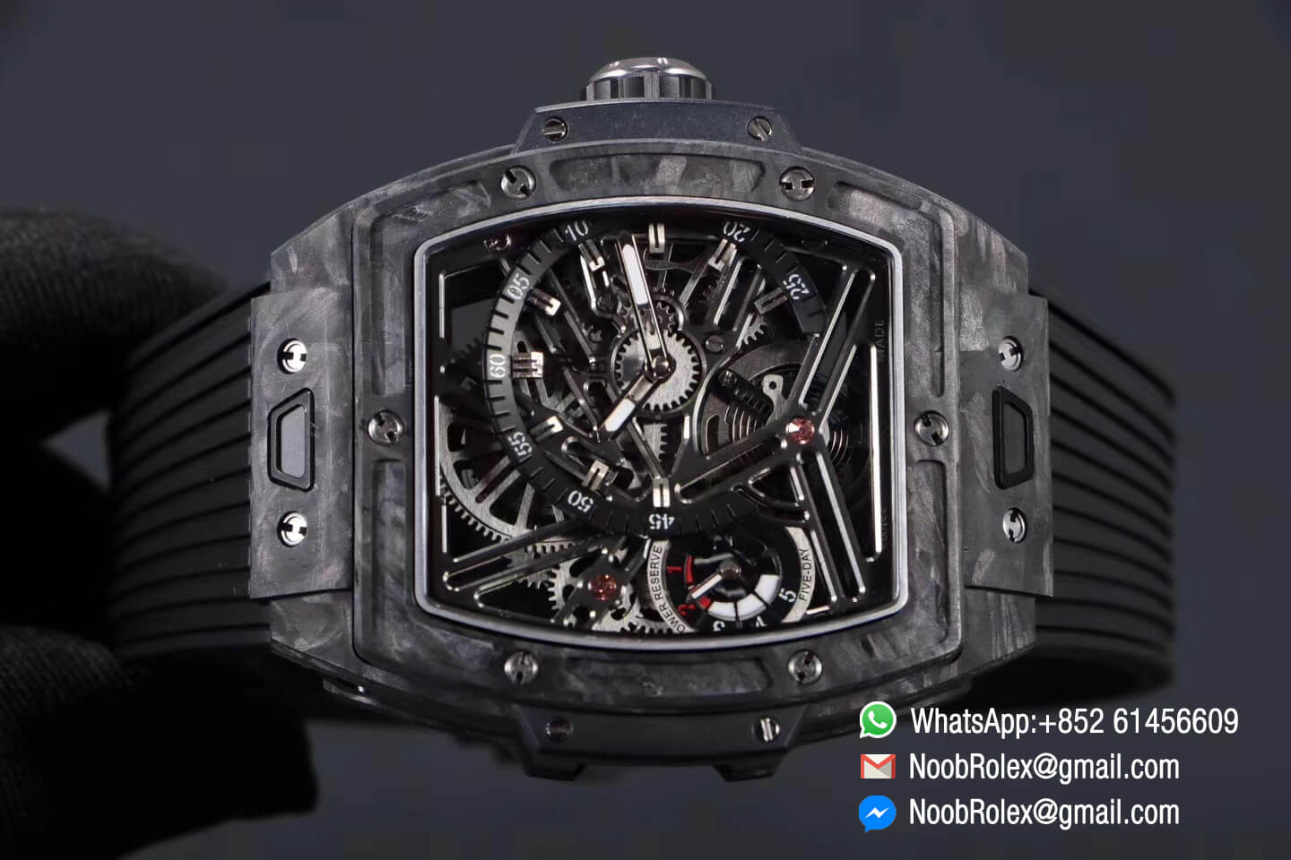 Spirit of Big Bang Tourbillon Black Forged Carbon Case & Bezel with Black Rubber Strap Asia 23J Automatic Power Reserve Movement 1:1 Top Quality