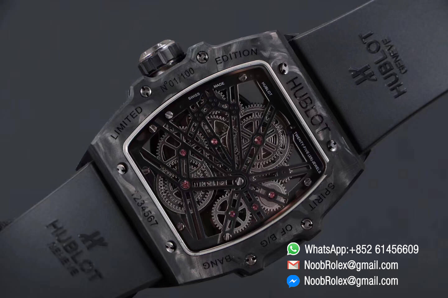 Spirit of Big Bang Tourbillon Black Forged Carbon Case & Bezel with Black Rubber Strap Asia 23J Automatic Power Reserve Movement 1:1 Top Quality